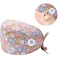 Los mejores  - riou Gorro Quirúrgico para Hombres y Mujeres Botón Flor Corbata Algodón Gorro Quirofano Reutilizable Gorro de Cirugía…